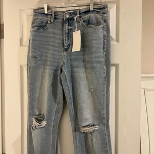 Flying Monkey Light Blue Distressed Straight Leg Jeans